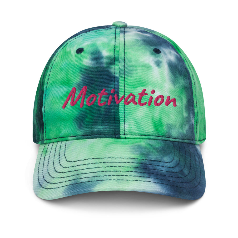 Motivation In Star Rose Quartz Embroidery on Tie-Dye Hat