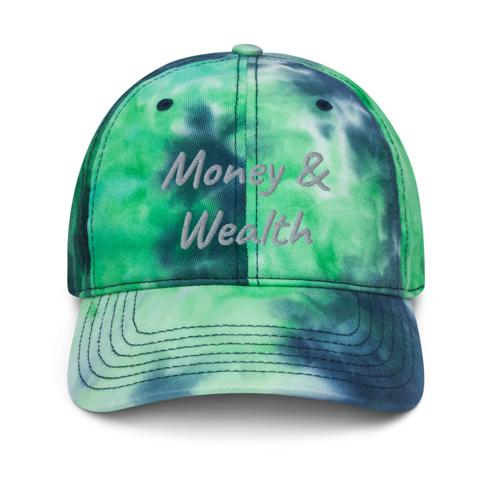 Money & Wealth In Silver Embroidery on Tie-Dye Hat