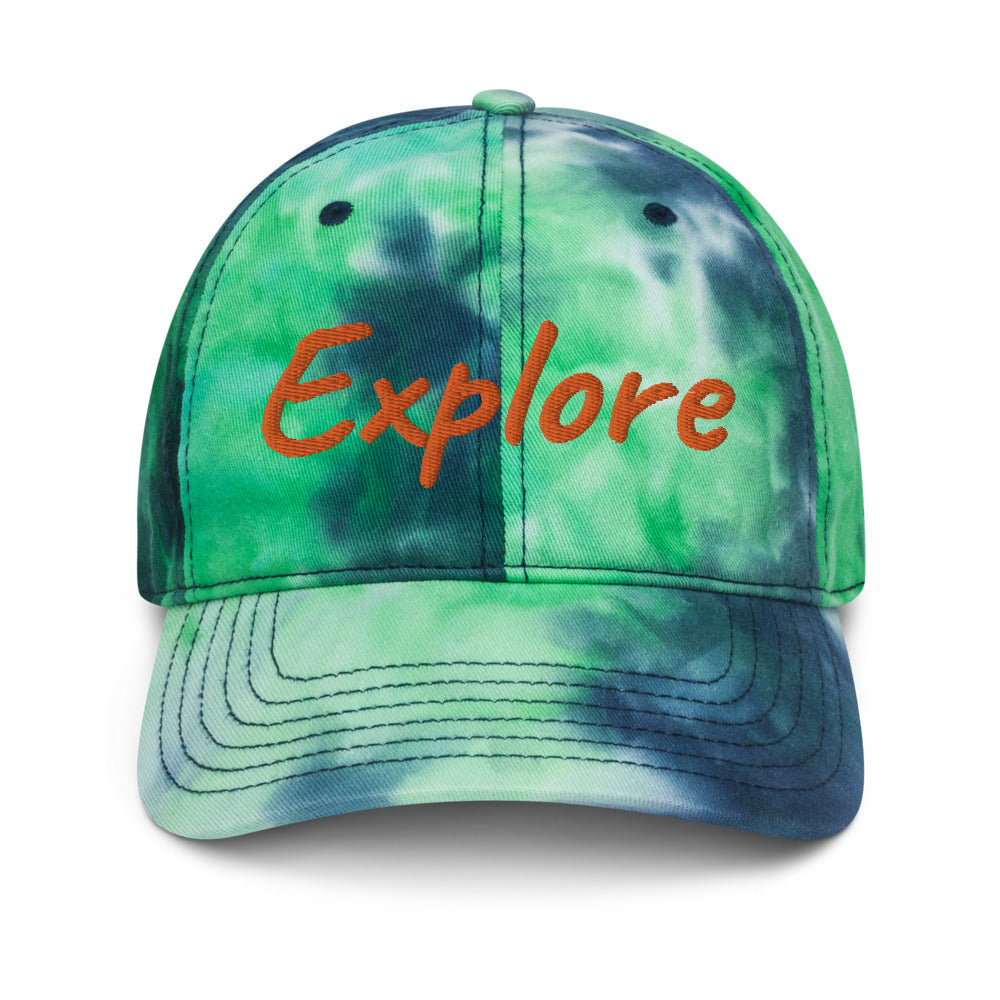 Explore In Amber Embroidery on Tie-Dye Hat