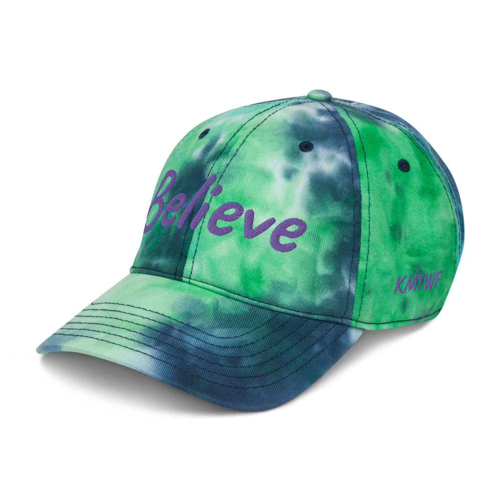 Believe In Amethyst Embroidery on Tie-Dye Hat