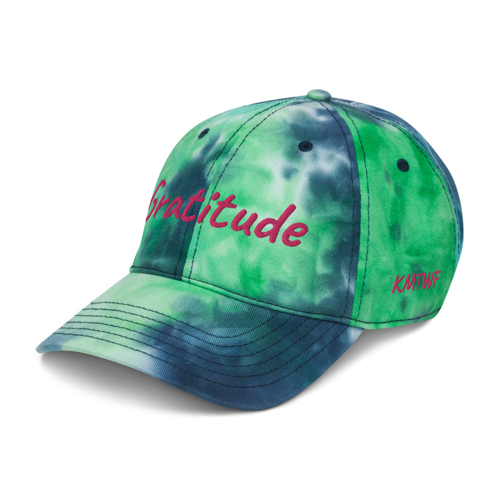 Gratitude In Star Rose Quartz Embroidery on Tie-Dye Hat