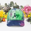 Joy In Emerald Embroidery on Tie-Dye Hat