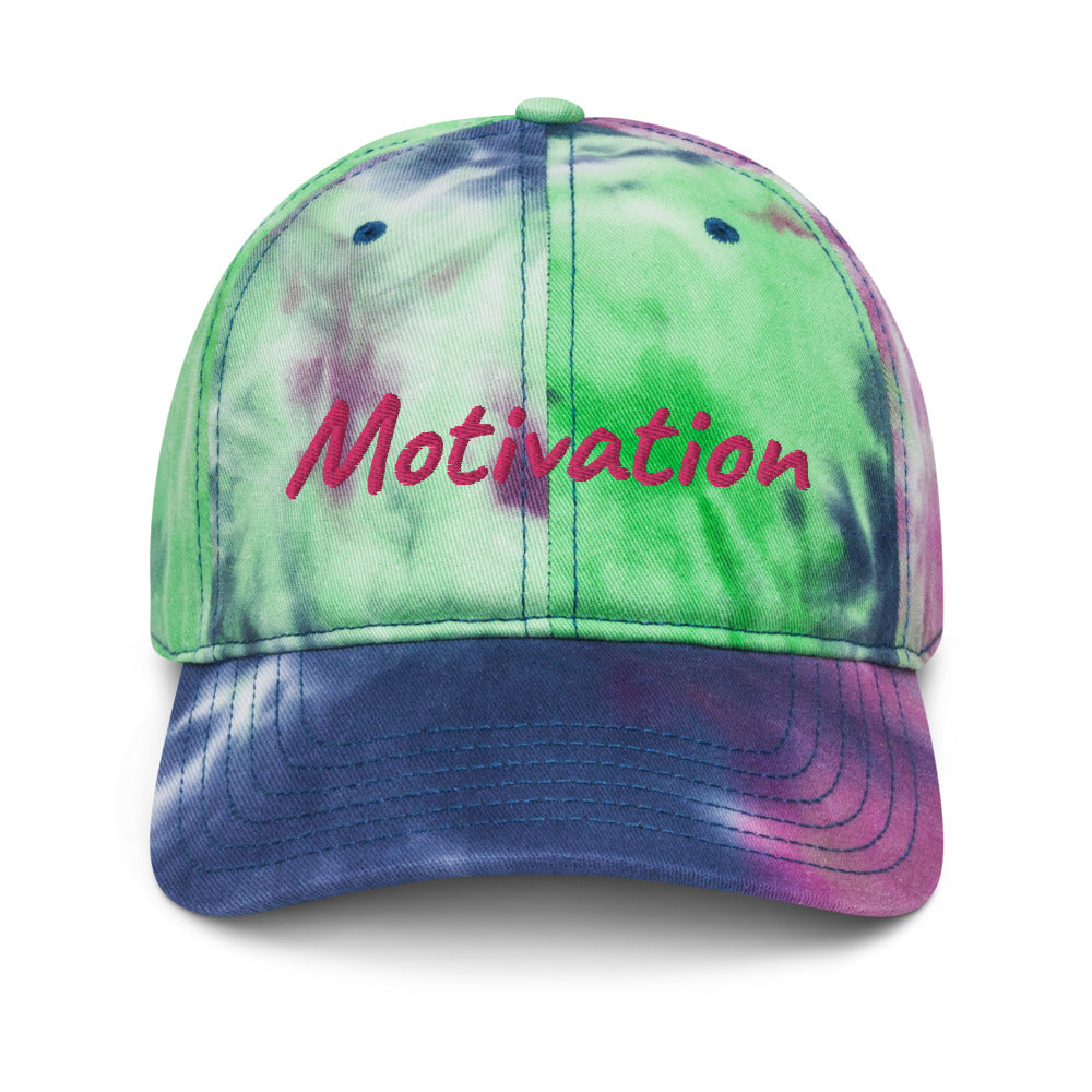 Motivation In Star Rose Quartz Embroidery on Tie-Dye Hat