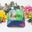 Explore In Amber Embroidery on Tie-Dye Hat