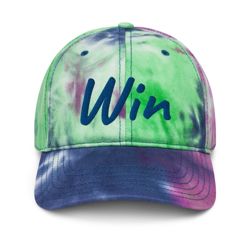 Win In Sapphire Embroidery on Tie-Dye Hat