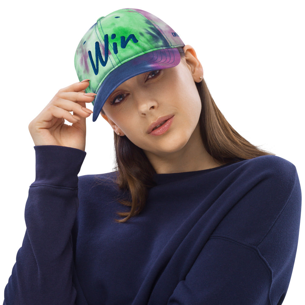 Win In Sapphire Embroidery on Tie-Dye Hat