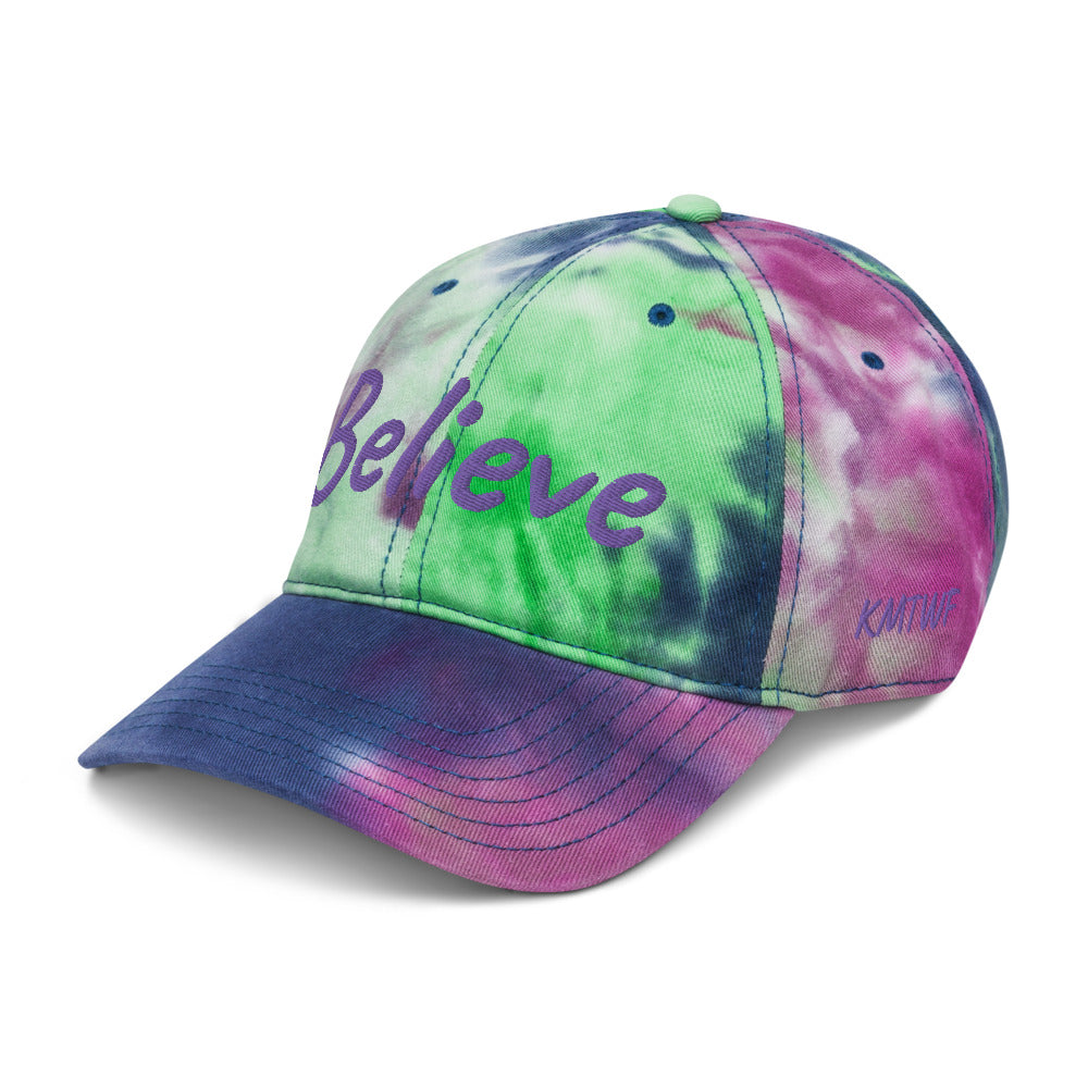 Believe In Amethyst Embroidery on Tie-Dye Hat