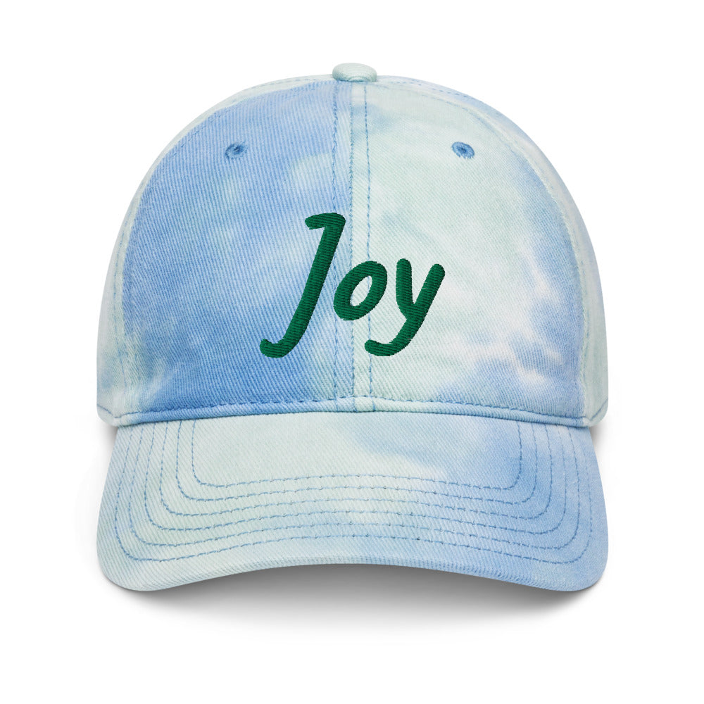 Joy In Emerald Embroidery on Tie-Dye Hat