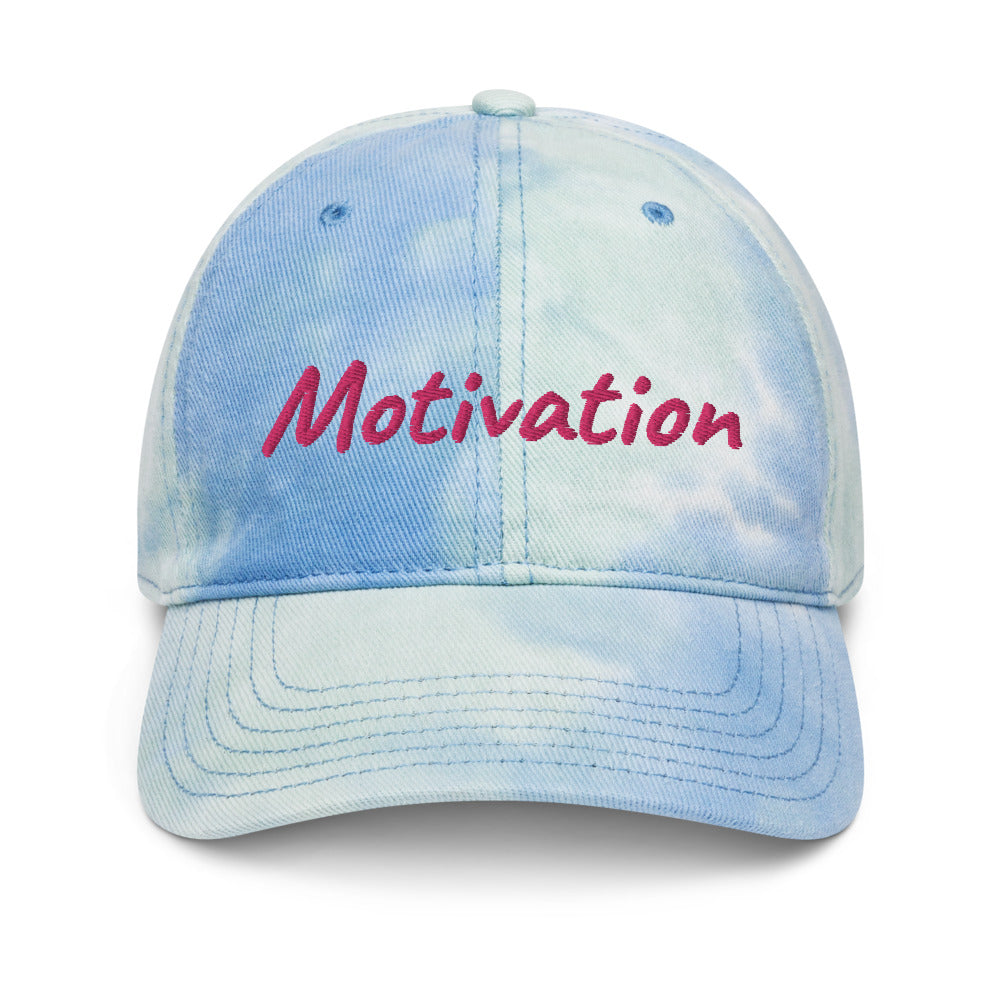 Motivation In Star Rose Quartz Embroidery on Tie-Dye Hat