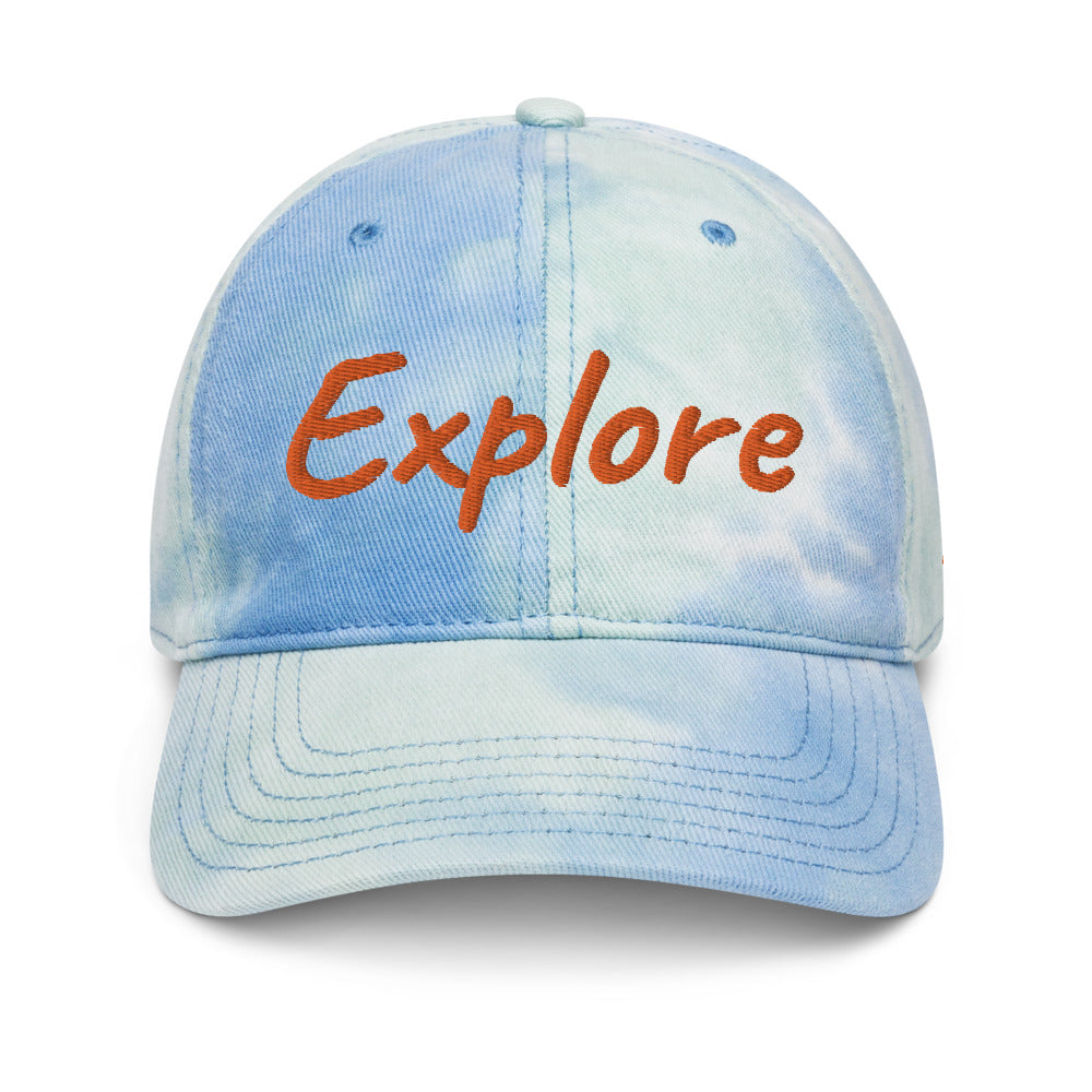 Explore In Amber Embroidery on Tie-Dye Hat