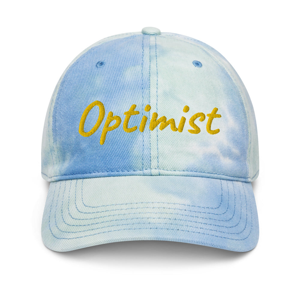 Optimist In Gold Embroidery on Tie-Dye Hat