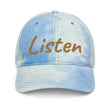 Listen In Copper Embroidery on Tie-Dye Hat