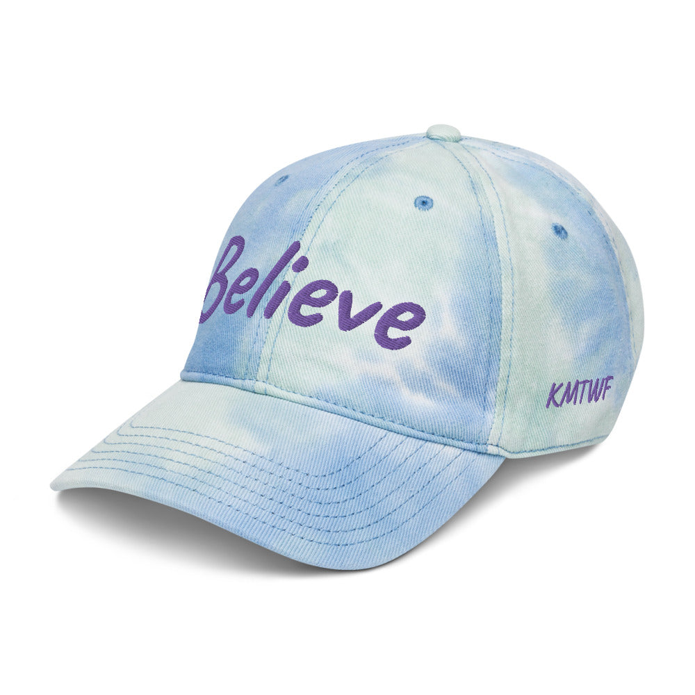 Believe In Amethyst Embroidery on Tie-Dye Hat