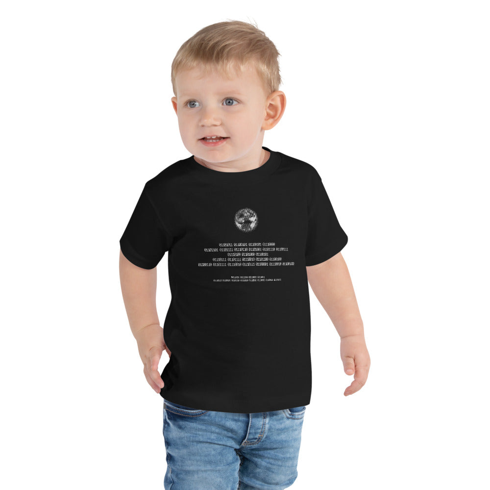 Binary Instructions To Keep Moving The World Forward With Vitruvian Earth In White on Toddler Short Sleeve T-Shirt