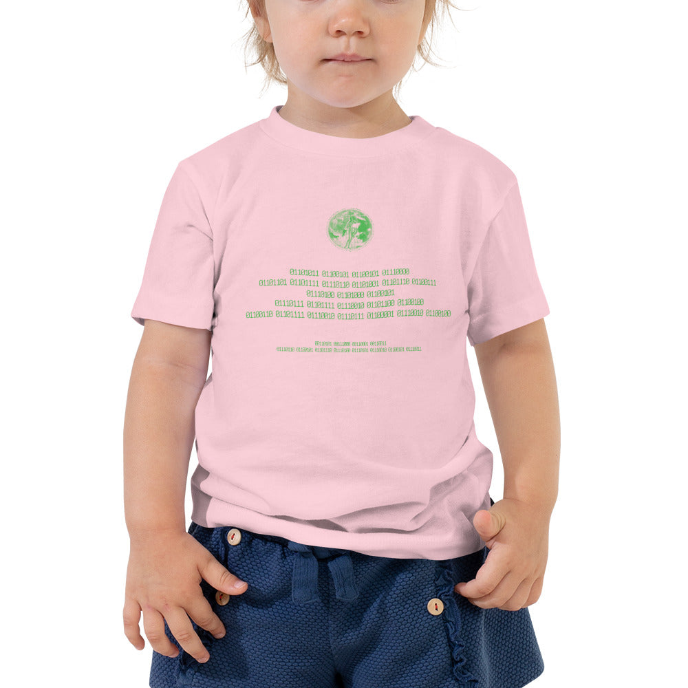 Binary Instructions To Keep Moving The World Forward With Venusian Earth In Green on Toddler Short Sleeve T-Shirt