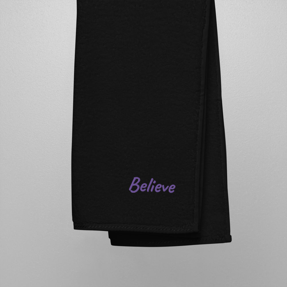 Believe In Amethyst Embroidery on Turkish Cotton Towel