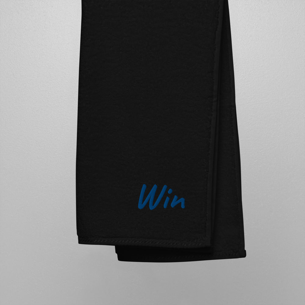 Win In Sapphire Embroidery on Turkish Cotton Towel