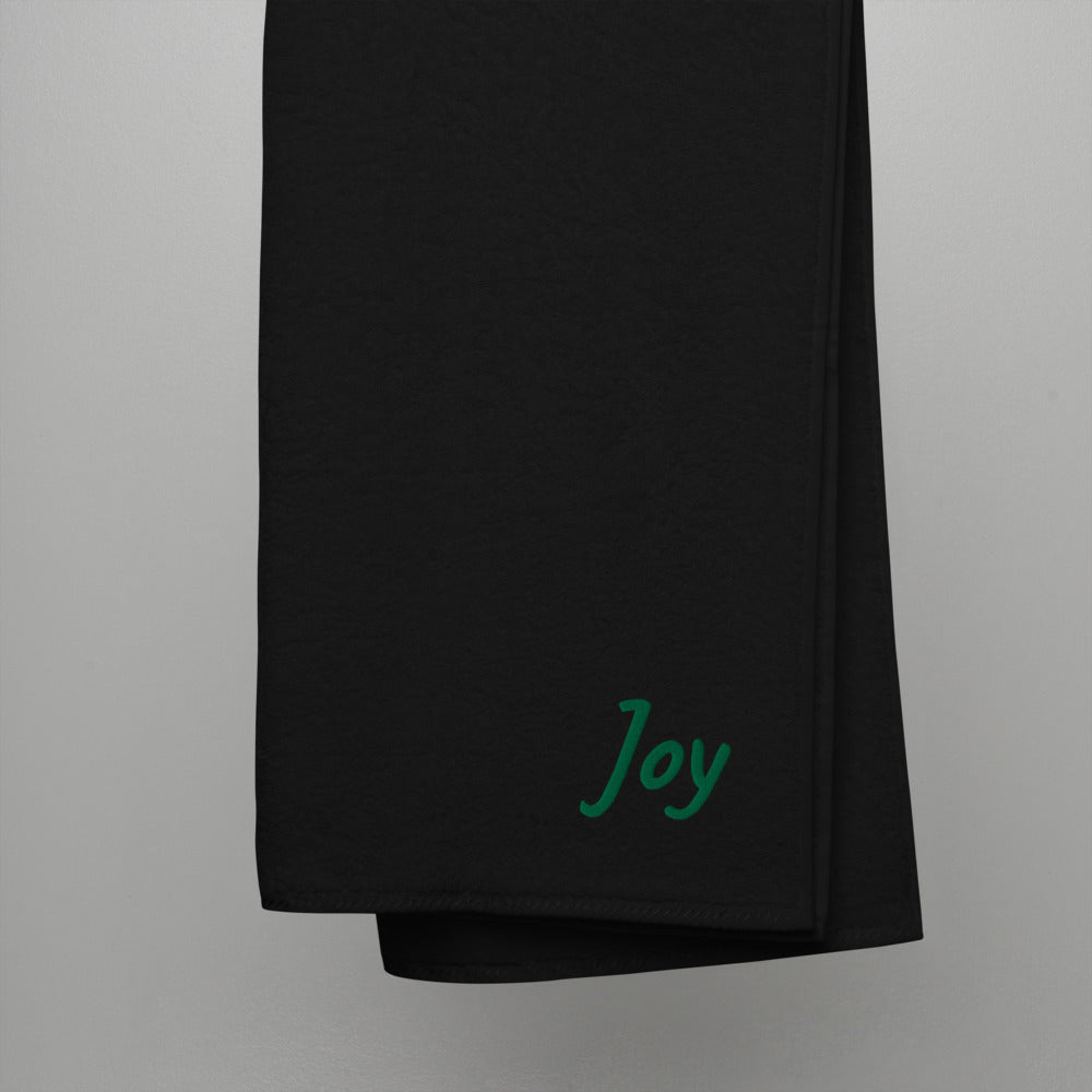 Joy In Emerald Embroidery on Turkish Cotton Towel