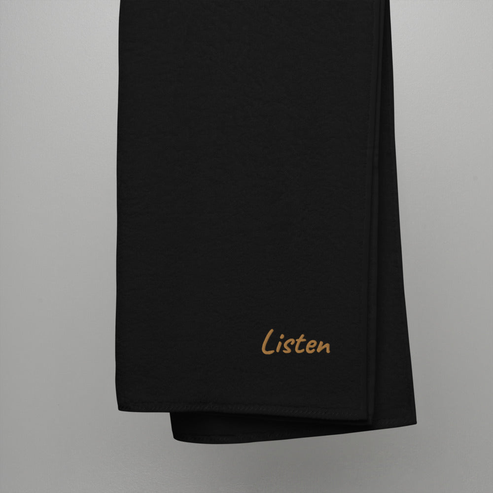 Listen In Copper Embroidery on Turkish Cotton Towel