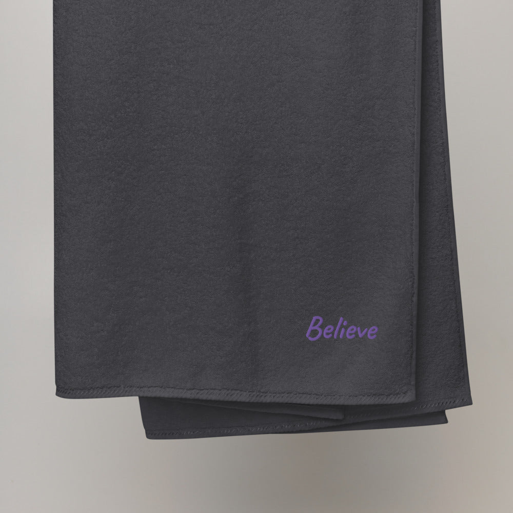 Believe In Amethyst Embroidery on Turkish Cotton Towel