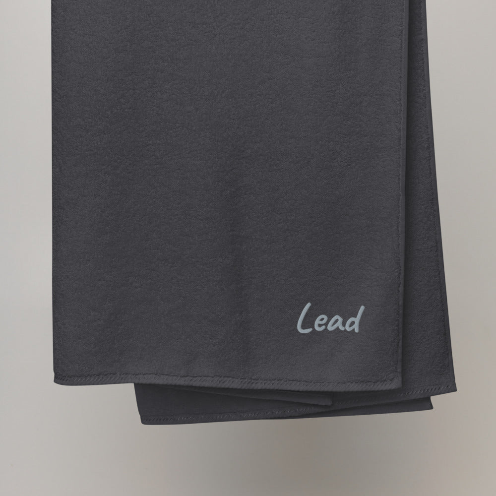 Lead In Silver Embroidery on Turkish Cotton Towel