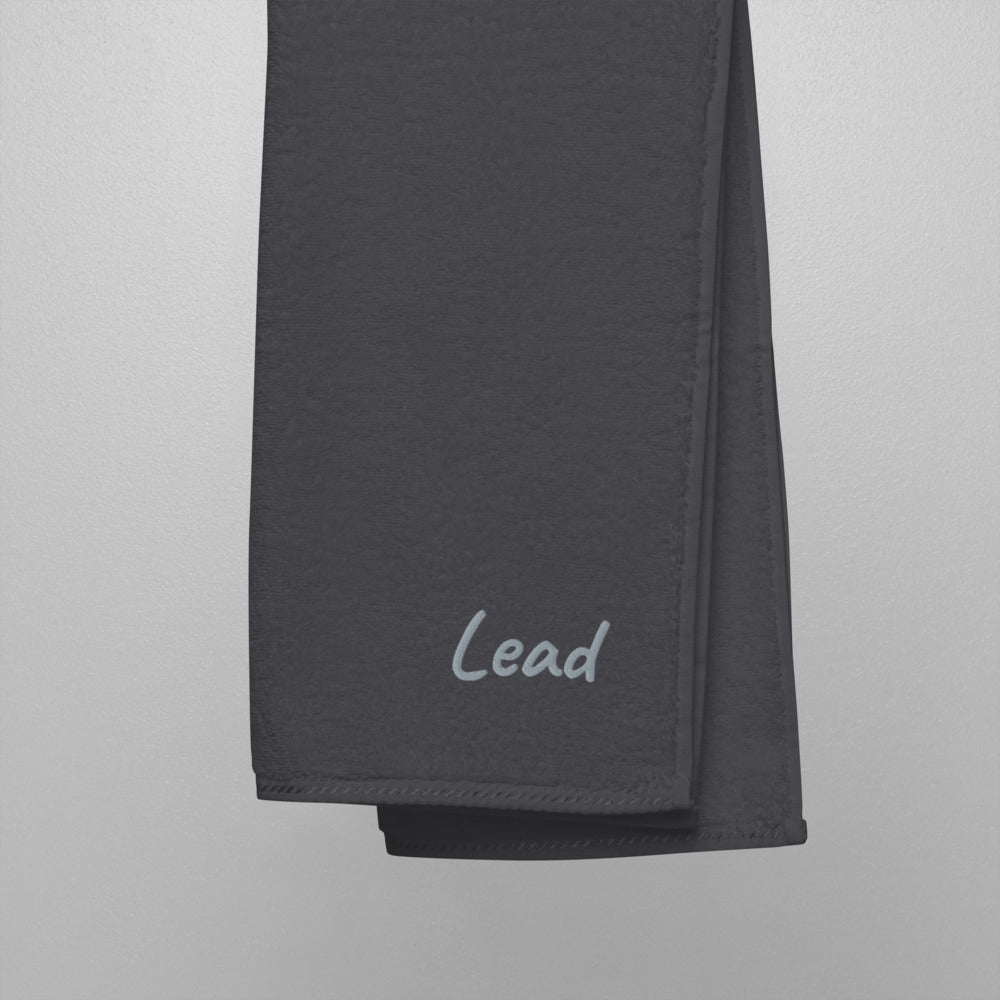 Lead In Silver Embroidery on Turkish Cotton Towel