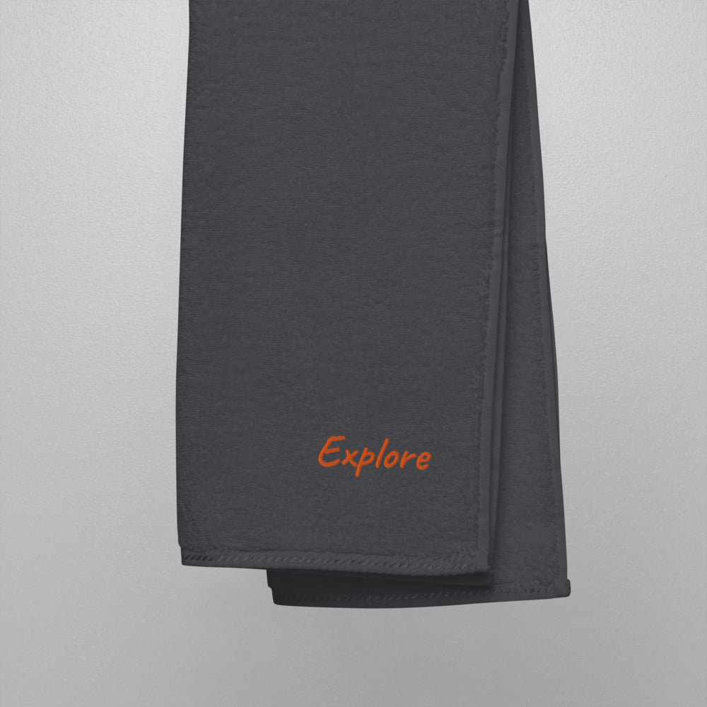 Explore In Amber Embroidery on Turkish Cotton Towel