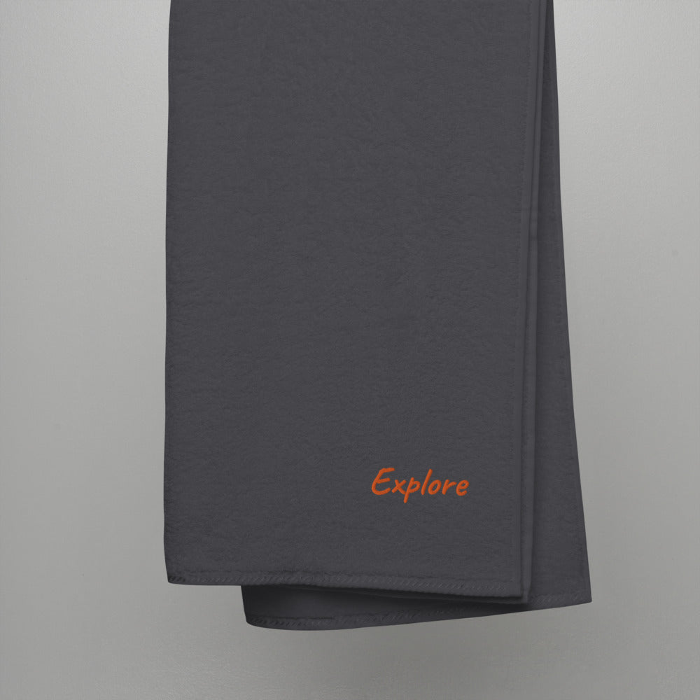 Explore In Amber Embroidery on Turkish Cotton Towel