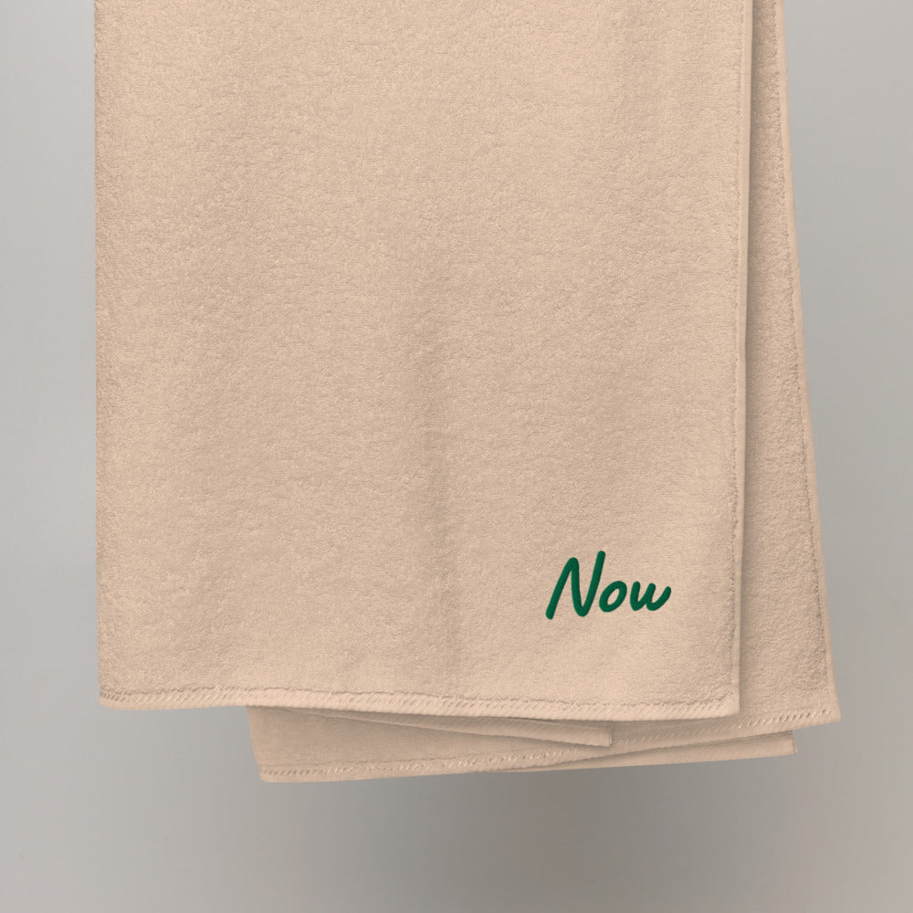 Now In Emerald Embroidery on Turkish Cotton Towel