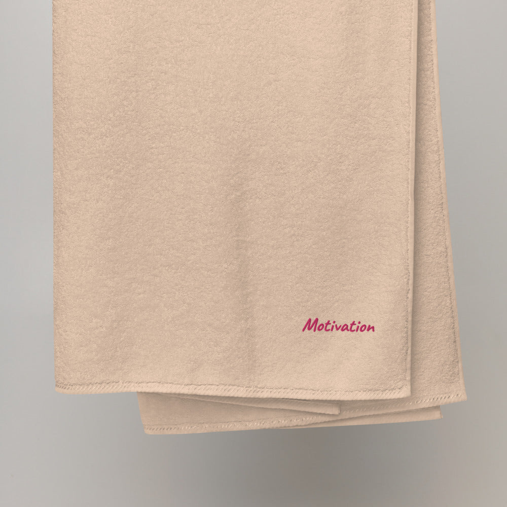 Motivation In Star Rose Quartz Embroidery on Turkish Cotton Towel