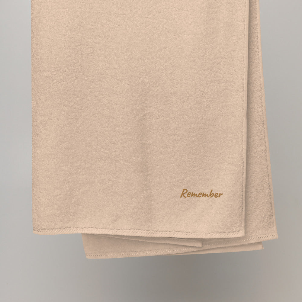 Remember In Celluloid Embroidery on Turkish Cotton Towel