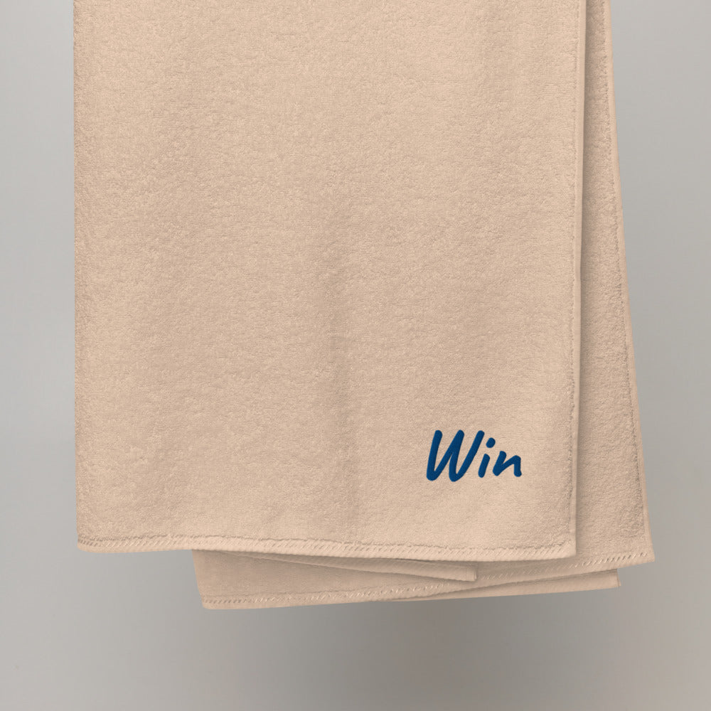 Win In Sapphire Embroidery on Turkish Cotton Towel