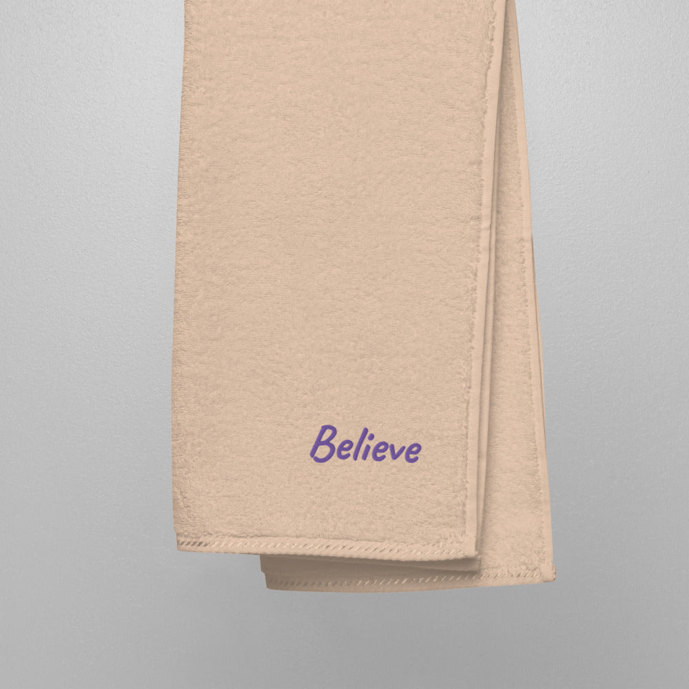 Believe In Amethyst Embroidery on Turkish Cotton Towel