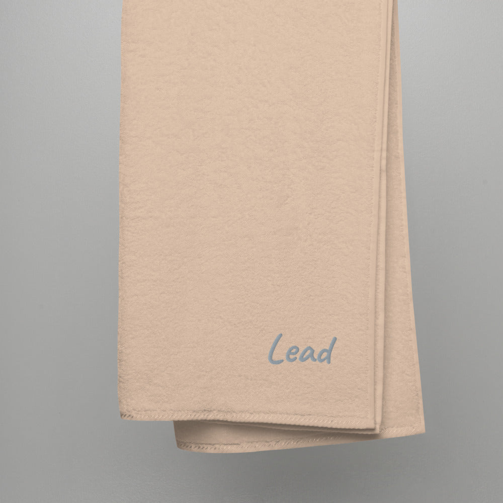 Lead In Silver Embroidery on Turkish Cotton Towel