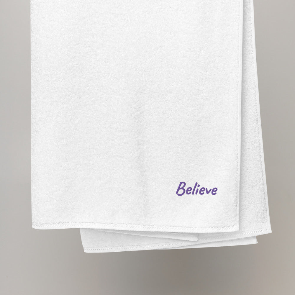 Believe In Amethyst Embroidery on Turkish Cotton Towel