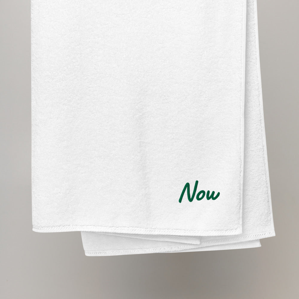 Now In Emerald Embroidery on Turkish Cotton Towel