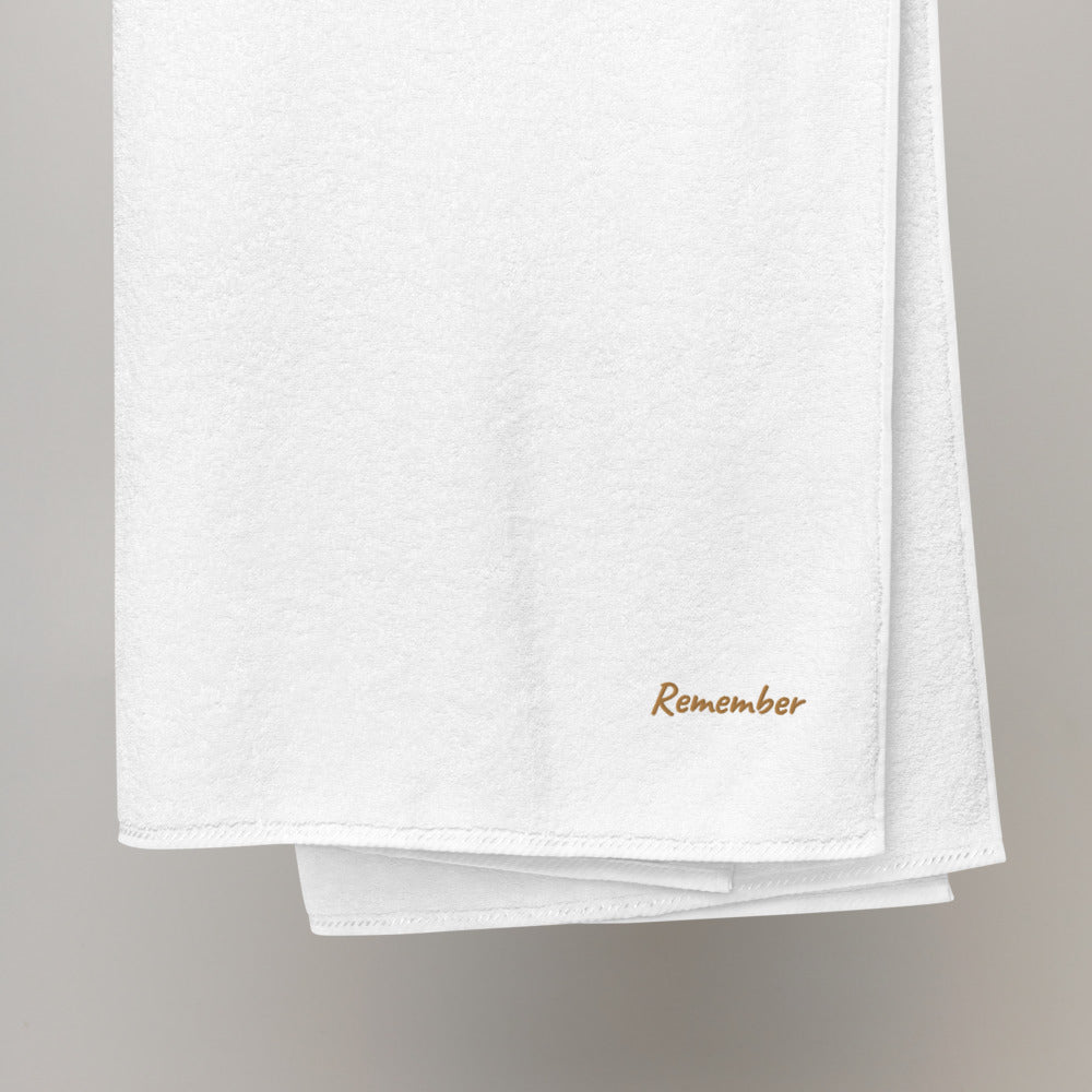 Remember In Celluloid Embroidery on Turkish Cotton Towel