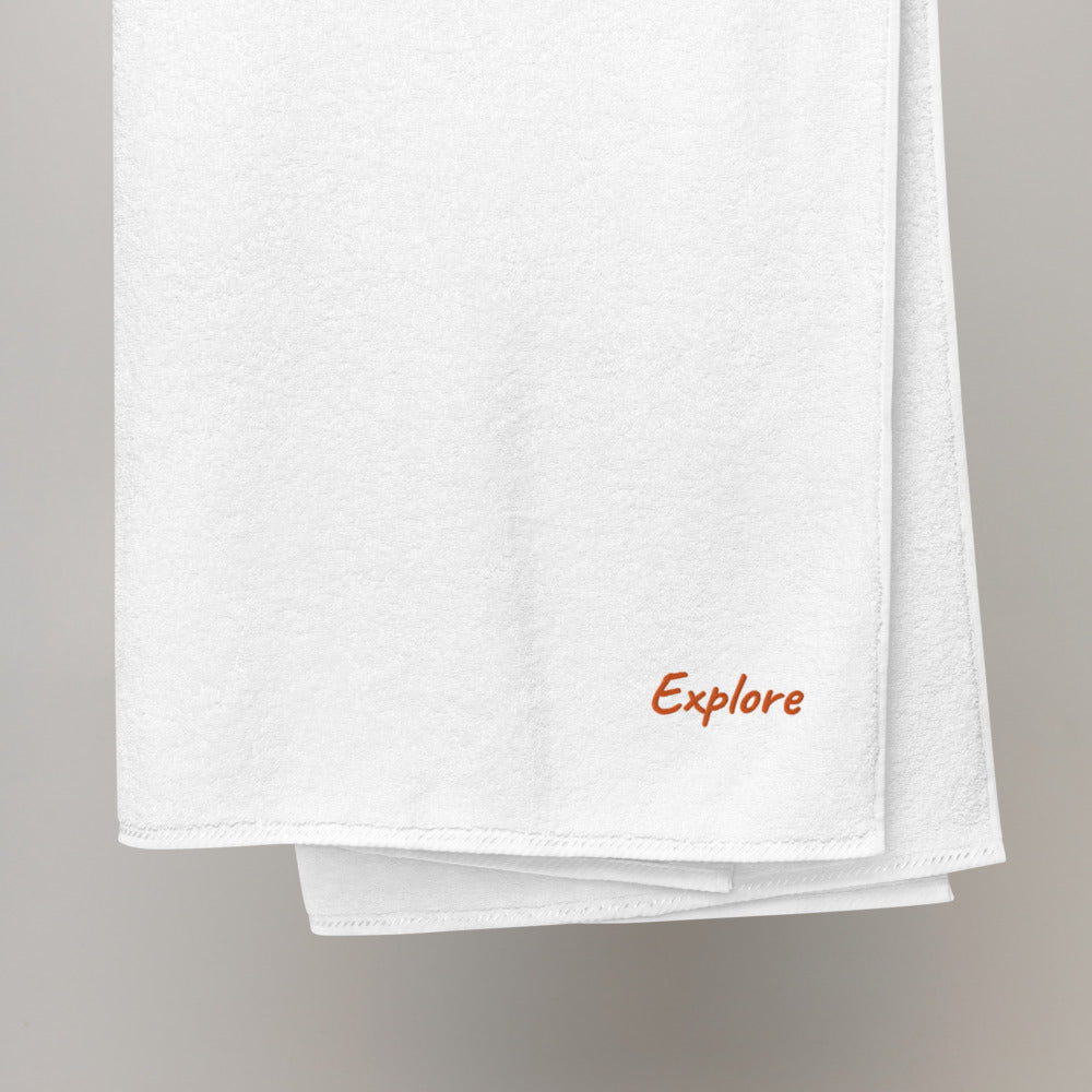 Explore In Amber Embroidery on Turkish Cotton Towel