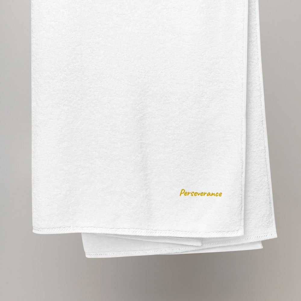 Perseverance In Gold Embroidery on Turkish Cotton Towel