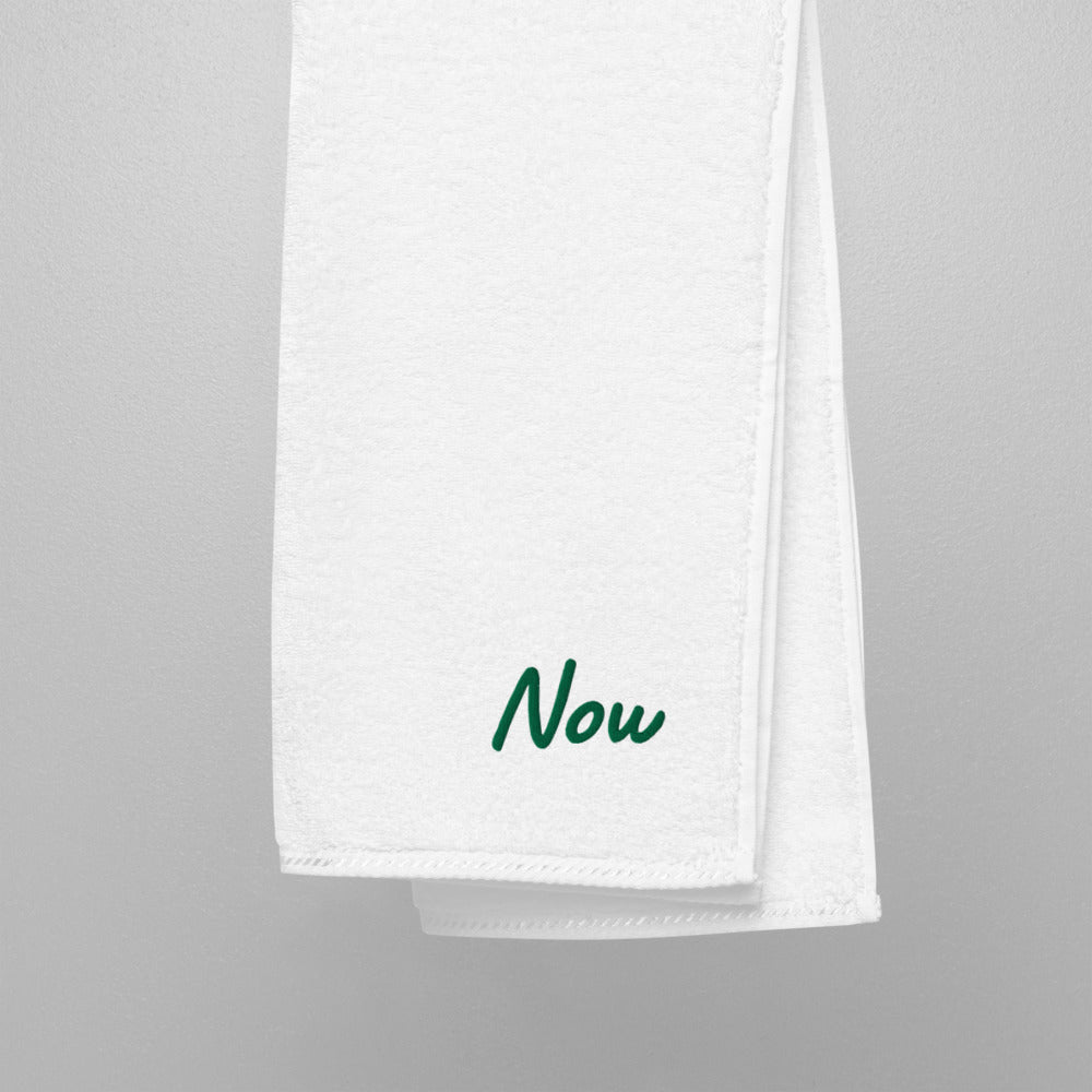 Now In Emerald Embroidery on Turkish Cotton Towel