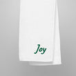 Joy In Emerald Embroidery on Turkish Cotton Towel