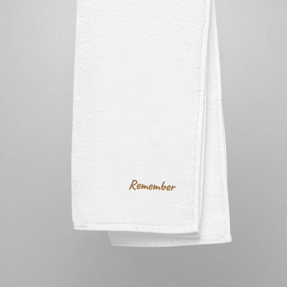 Remember In Celluloid Embroidery on Turkish Cotton Towel