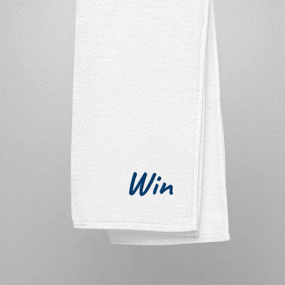 Win In Sapphire Embroidery on Turkish Cotton Towel