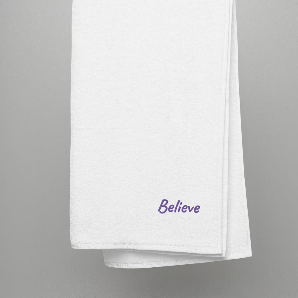 Believe In Amethyst Embroidery on Turkish Cotton Towel