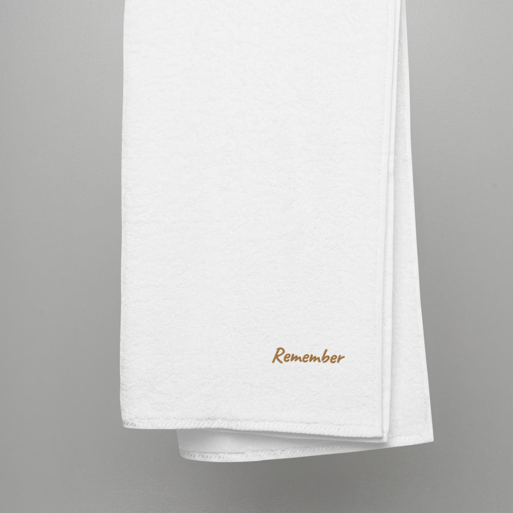 Remember In Celluloid Embroidery on Turkish Cotton Towel