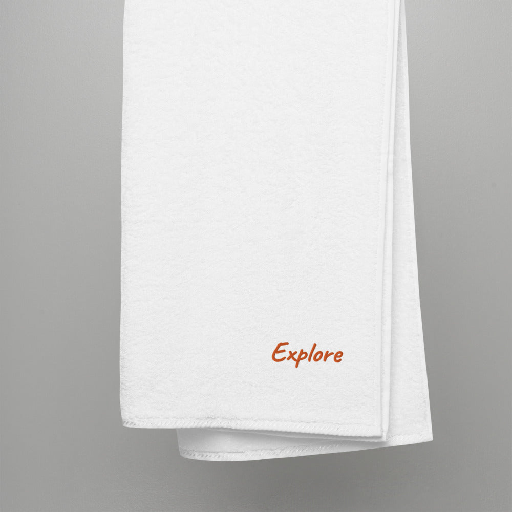 Explore In Amber Embroidery on Turkish Cotton Towel