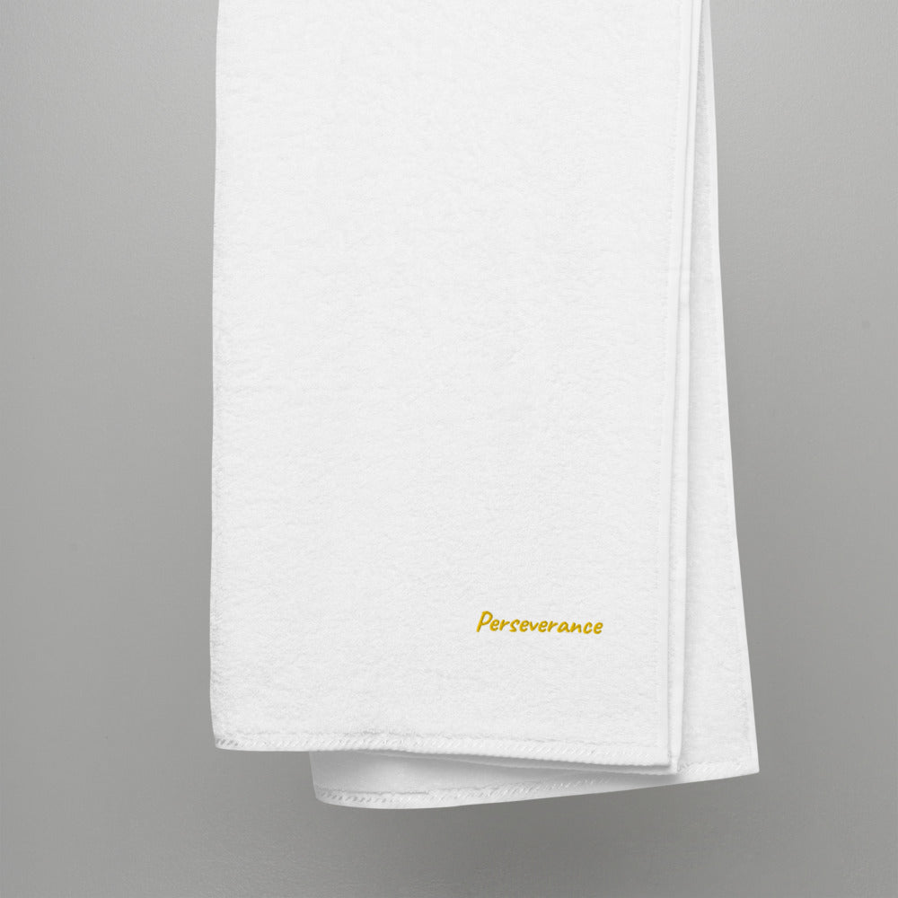 Perseverance In Gold Embroidery on Turkish Cotton Towel