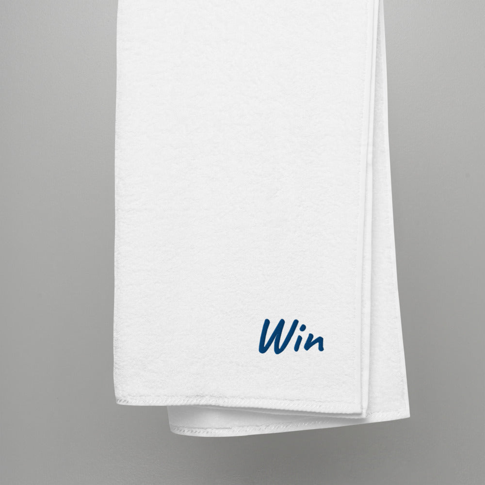 Win In Sapphire Embroidery on Turkish Cotton Towel