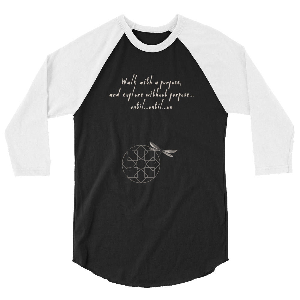 Walk With A Purpose Haiku With Dragonfly on Unisex 3/4 Sleeve Raglan Shirt