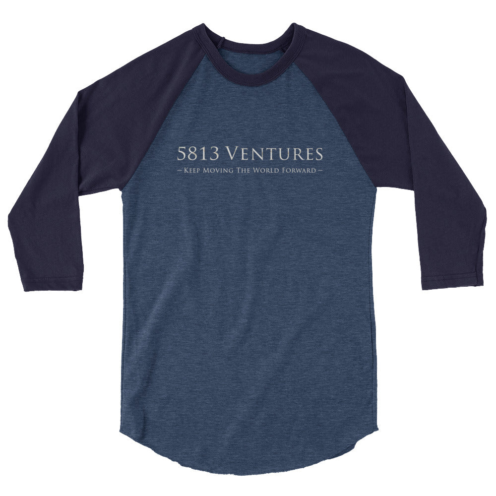 5813 Ventures Logo In Pearl on Unisex 3/4 Sleeve Raglan Shirt